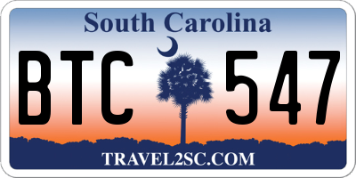 SC license plate BTC547
