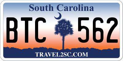 SC license plate BTC562