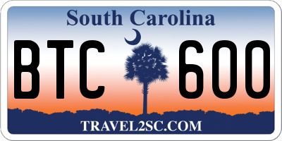 SC license plate BTC600