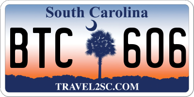 SC license plate BTC606