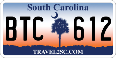 SC license plate BTC612