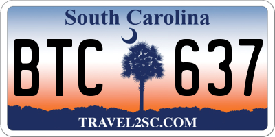 SC license plate BTC637
