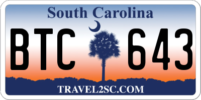 SC license plate BTC643