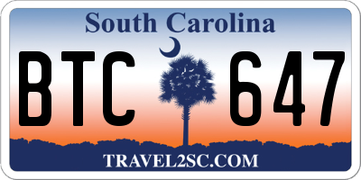 SC license plate BTC647