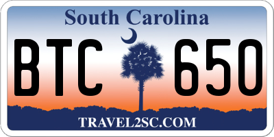 SC license plate BTC650