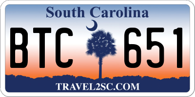 SC license plate BTC651