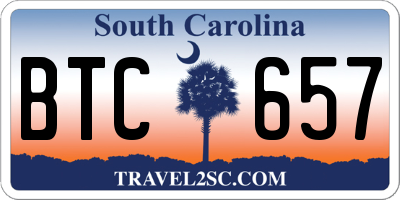SC license plate BTC657