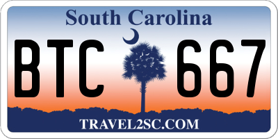 SC license plate BTC667