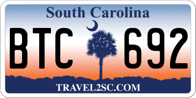 SC license plate BTC692