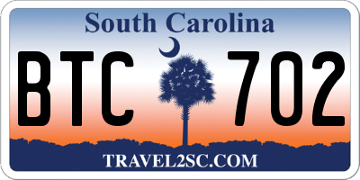 SC license plate BTC702