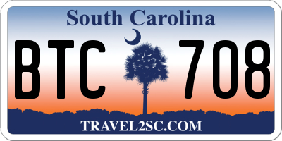 SC license plate BTC708