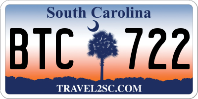 SC license plate BTC722