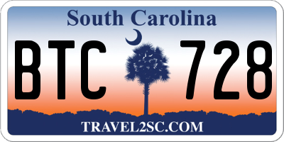 SC license plate BTC728