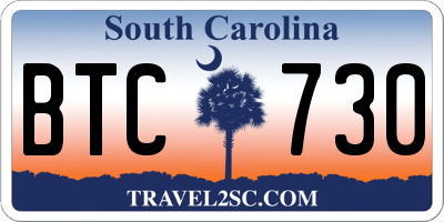SC license plate BTC730