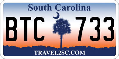 SC license plate BTC733