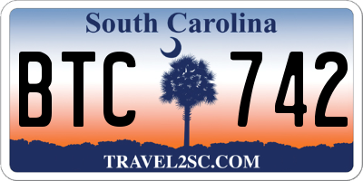 SC license plate BTC742