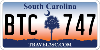 SC license plate BTC747