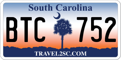 SC license plate BTC752