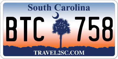 SC license plate BTC758