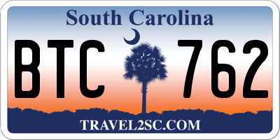 SC license plate BTC762