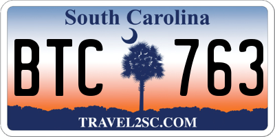 SC license plate BTC763