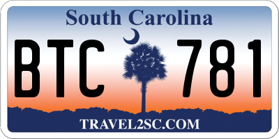 SC license plate BTC781