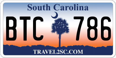 SC license plate BTC786