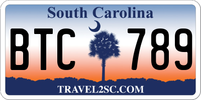 SC license plate BTC789