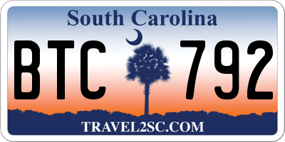 SC license plate BTC792