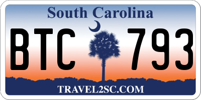 SC license plate BTC793