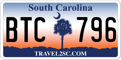 SC license plate BTC796