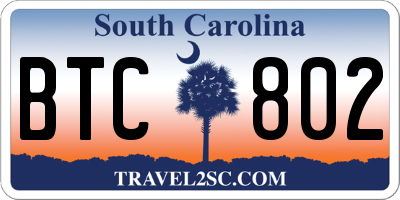 SC license plate BTC802
