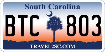 SC license plate BTC803