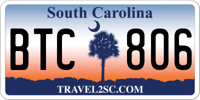 SC license plate BTC806
