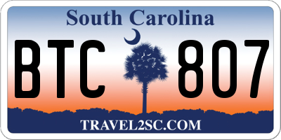 SC license plate BTC807