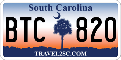 SC license plate BTC820