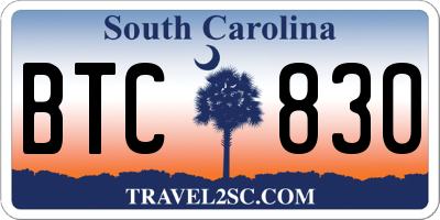 SC license plate BTC830