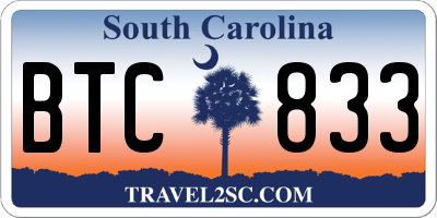 SC license plate BTC833