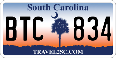 SC license plate BTC834