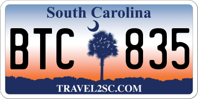 SC license plate BTC835