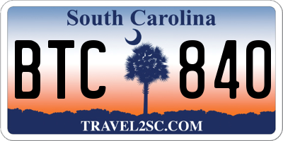 SC license plate BTC840