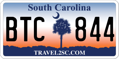 SC license plate BTC844
