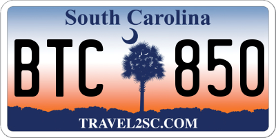 SC license plate BTC850