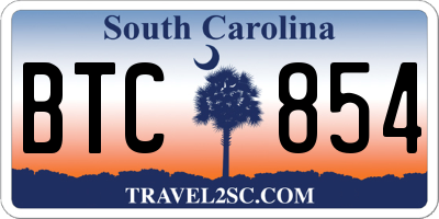 SC license plate BTC854