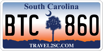 SC license plate BTC860
