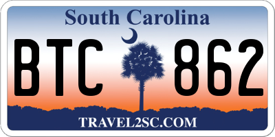 SC license plate BTC862
