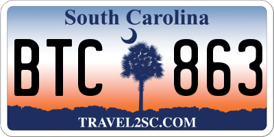 SC license plate BTC863