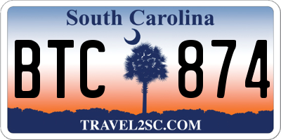 SC license plate BTC874