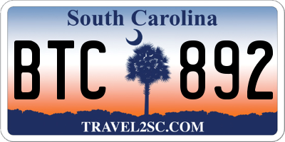 SC license plate BTC892