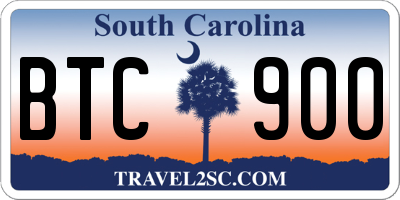SC license plate BTC900